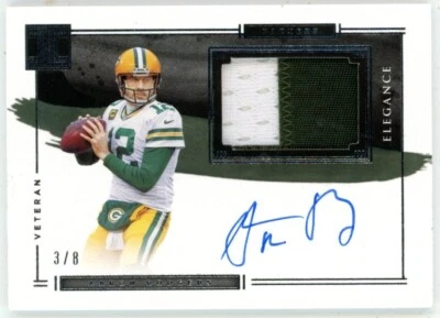 2021 Panini Impeccable Aaron Rodgers Worn Used Auto Signature Patch 3/8 Packers - Image 1 of 2