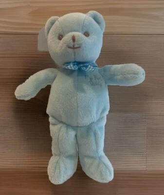 Baby Gund My First Teddy Bear Green Velour Checkered Bow 5717 Baby's 9" Vintage - Image 1 of 4