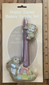 All Seasons International 1991 VNTG Happy Easter Bunny Candle Set Ceramic - Picture 1 of 5