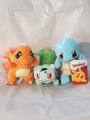 Official Licensed Pokemon Squirtle Bulbasaur and Charmander Plush Stuffed Toy - Image 1 of 4