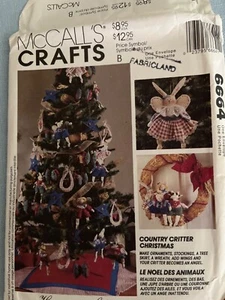 McCalls Craft Pattern 6664 Country Critter Christmas Ornaments Stocking UC FF - Picture 1 of 4