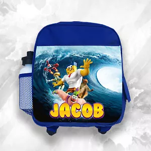 Personalised Kids Backpack Any Name Spongebob Boys Childrens School Bag 2 - Picture 1 of 4