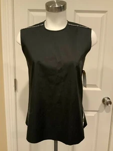 Canotta Helmut Lang nera strutturata in popeline, taglia P, nuova con etichetta! $295 - Foto 1 di 7