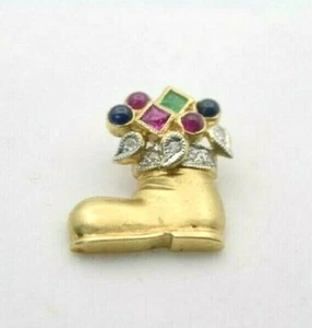 14k Boot w Diamonds, Rubies, Emeralds (BTS668) - Picture 1 of 3