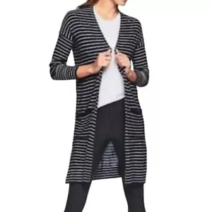ATHLETA Silk Cashmere Cardigan Women's XL Long Duster Striped Retreat Oversized - Picture 1 of 6
