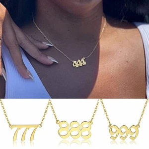 777 Lucky Angel Devil Number Charm Card Gold Woman Ladies Choker Chain Necklace - Picture 1 of 22