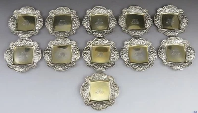 11 platos antiguos de caramelo o nueces Gorham de plata esterlina de 1891 lavados en oro Foto 1 de 4