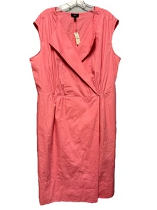 Neu mit Etikett Talbots Plus ärmelloses korallenfarbenes Wickelkleid Faux Größe 16 W seitlicher Reißverschlusstaschen 149 $ - Bild 1 von 14