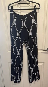 Sass And Bide Pants Size 8 Poking Around Front Splits Viscose Black White - Picture 1 of 5