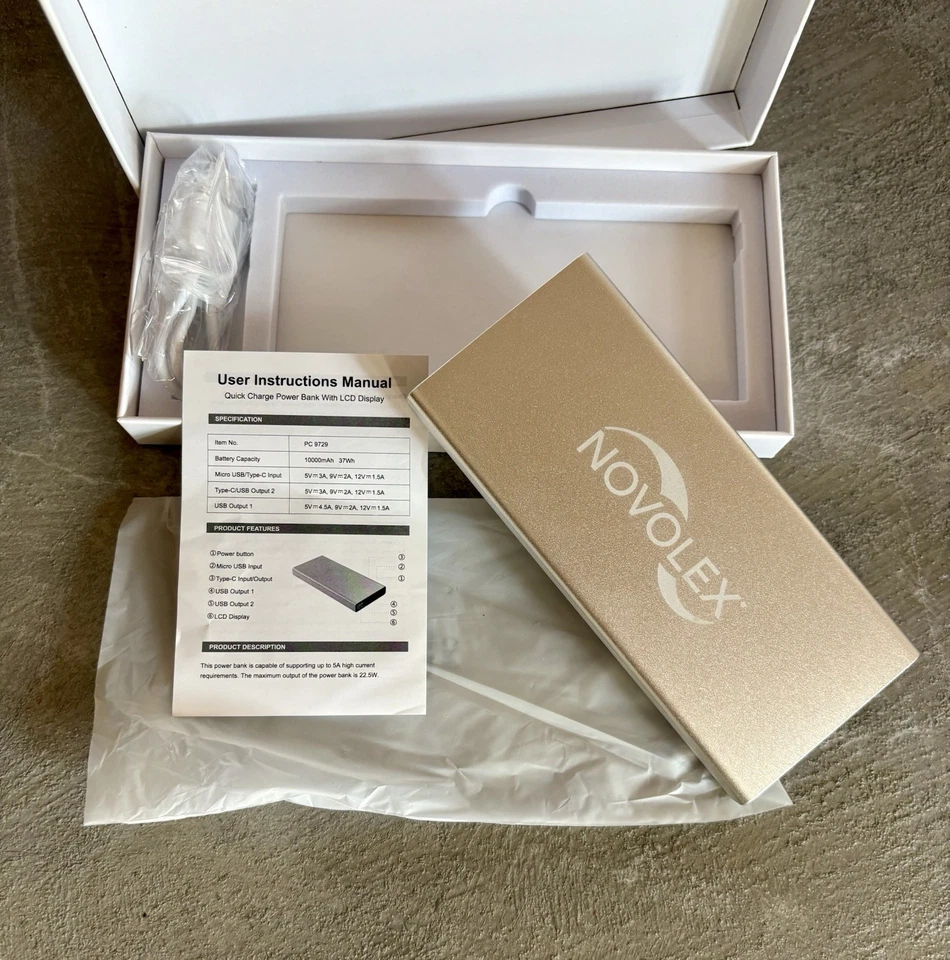 Banco de alimentación Poweradd EnergyCell 10000 mAh - Cargador portátil negro. Nuevo en caja Foto 1 de 3