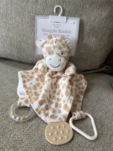 Moderne Baby hellbraune Giraffe Lovie mit Beißring & Rassel - Sicherheitsdecke Lovie Lovey - Bild 1 von 6