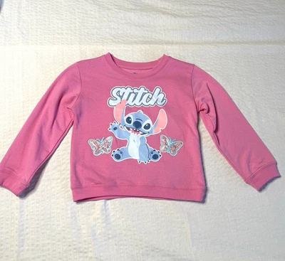 NWT Disney Lilo and Stitch Toddler Girls' Pink Stitch Sweatshirt Size 6/6x - Image 1 of 4