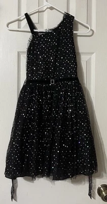 Vestido Bloome De Jeune Fille Niñas Talla 10 Negro Brillante Un Hombro Foto 1 de 4