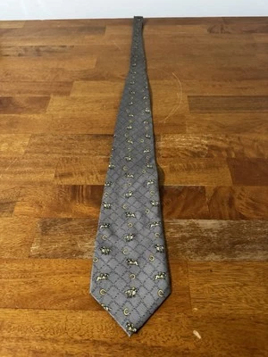 Corbata gris vintage Bijoux Terner 100 % seda carreras de caballos para hombre Foto 1 de 4
