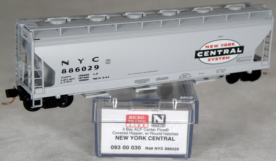 N Scale 3-Bay ACF Center Flow Hopper - New York Central #886029 - MTL #09300030 - Image 1 of 1