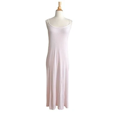 Vintage 90s CALVIN KLEIN Powder Pink Cotton Knit Maxi Tank Dress Loungewear Sz M - Image 1 of 4