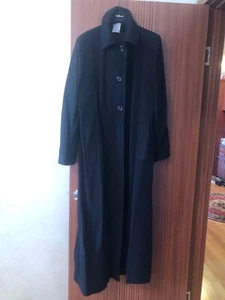 Fleurette Loro Piana Black Maxi Cashmere Button Up Coat Size 14 FREE US S/H - Picture 1 of 12