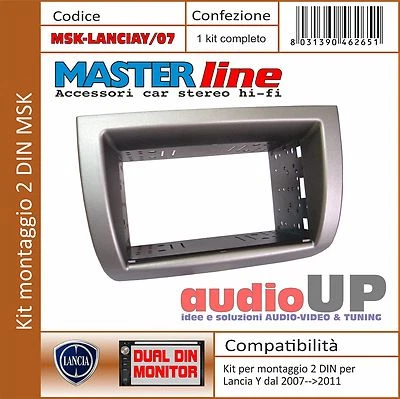 MASCHERINA AUTORADIO 2 DIN IN KIT PER LANCIA Y DAL 2007 IN POI. KIT COMPLETO - Immagine 1 di 2