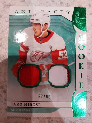 2019-20 Upper Deck Artifacts Rookie Emerald Material 57/99 Taro Hirose Rookie RC - Image 1 of 2
