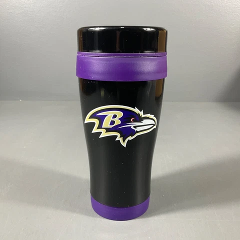 Baltimore Ravens Stainless Steel Tumbler Cup Mug NFL Football Black Purple Sport Cover