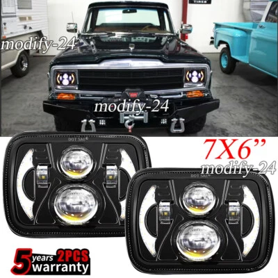 Par de faros LED 5x7" 7x6 pulgadas haz alto/bajo DRL apto para camioneta Jeep J10 J20 1979-1988 Foto 1 de 4