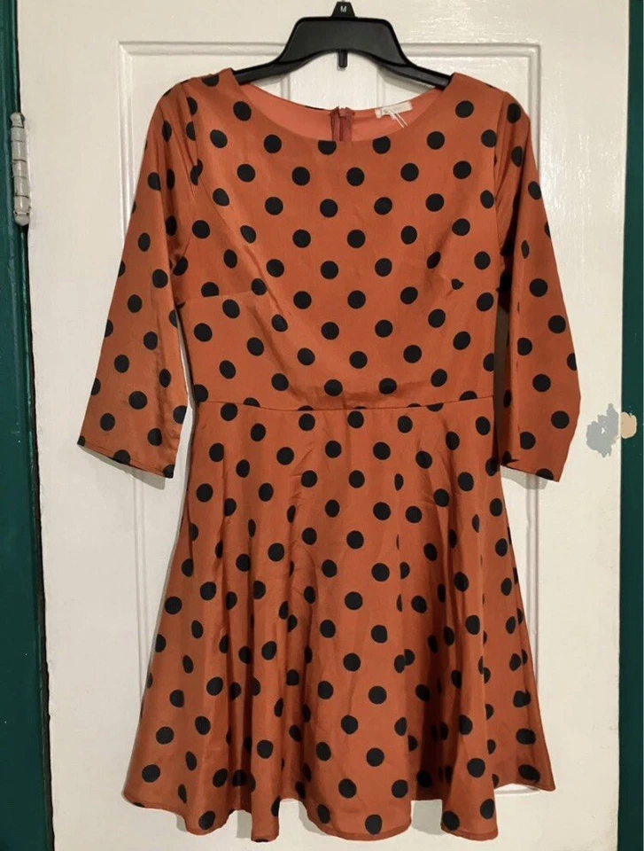 Vestido Everly Manga 3/4 Lunares Talla M Ajuste Y Acampanado ModCloth Foto 1 de 1