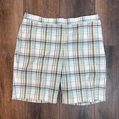 Izod Ladies Performx Plaid Golf Shorts Size 16 Blue Chino Stretch Athletic - Image 1 of 4