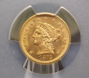 1873 $2.5 Gold Liberty *OPEN 3* Quarter Eagle PCGS Unc Details #711 ECC&C, Inc. - Picture 1 of 5