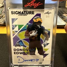 Donovan Edwards 2023 Leaf Signature Series No.BA-DE1 1/1 Autograph RC Art