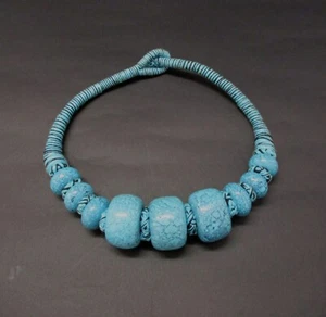 ✅ ELEGANTE COLLANA GIROCOLLO IN PIETRA TURCHESE DURE EPOCA XX SECOLO - 958 - Picture 1 of 5