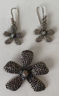Silpada Daisy Pendant S1101 and Matching Earrings N1155 Sterling Silver 925 Set