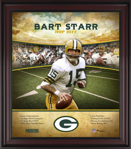 Bart Starr Green Bay Packers Framed 15x17 Hall of Fame Career Profile Cover