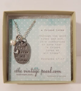 FRIEND QUOTE PENDANT WORDS QUOTE CHARM 16.5" NECKLACE SILVER art gift NIB - Picture 1 of 4