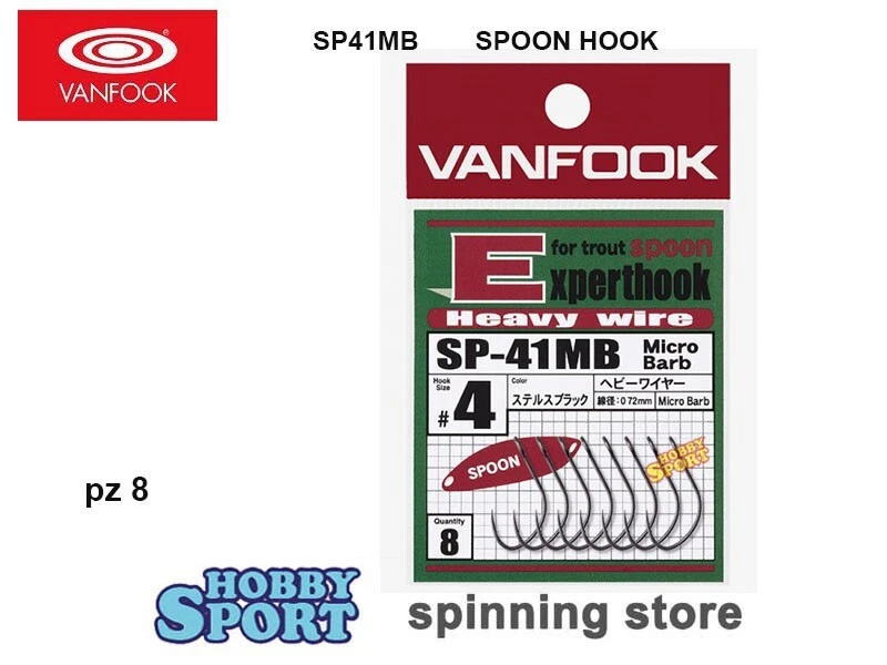 VANFOOK AREA HOOK SP-41MB SIZE 4 MICRO BARB AMI COMPETIZIONE PER SPOON CONF 8 PZ