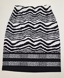 Chico's schwarz & weiß elastische Taille Zick Zack Rock Poly Mischung Hergestellt in den USA - 0 Small - Bild 1 von 4
