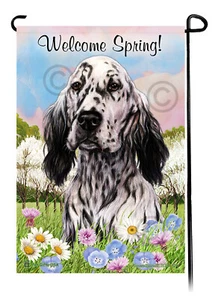 Welcome Spring Garden Flag - Blue Belton English Setter - Picture 1 of 1