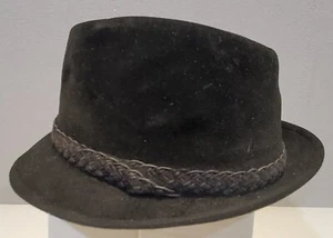 Vintage Stetson Royal Deluxe Black Felt Men's Fedora Size 7 1/8 - Picture 1 of 11