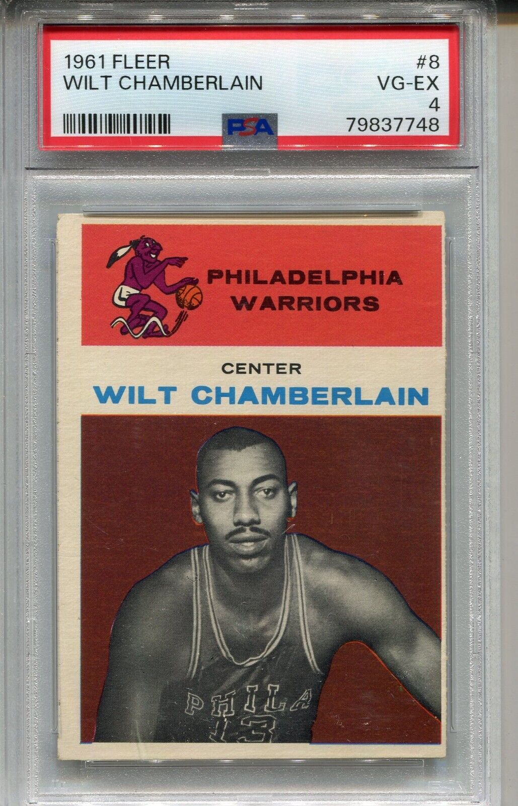 1961 Fleer Basketball #8 Wilt Chamberlain Rookie Card Graded PSA 4