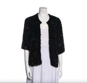 Donna Karan Collection Black Paillet Cashmere /Silk Evening Jacket Sz. M EC - Picture 1 of 5