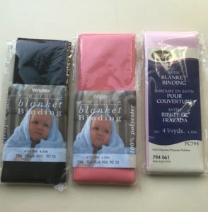 3) blanket binding ribbons black, hot pink, & pink - Picture 1 of 3