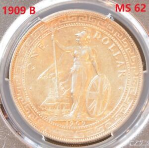 1909 B China Hong Kong UK Great Britain Silver Trade Dollar PCGS Prid-19 MS 62