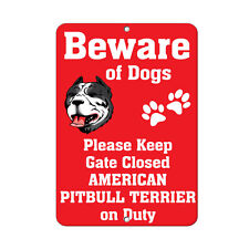 American Pitbull Terrier Dog Beware of Fun Novelty Metal Sign