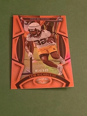 2023 Lew Nichols III  Panini Certified Mirror Orange  68/149 RC #134 Packer - Image 1 of 3