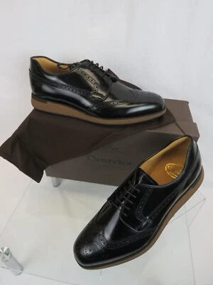 CHURCH'S by PRADA ROSS EEG005 BLACK LEATHER WINGTIP BROGUE DERBY OXFORDS 7 US 8 - Image 1 of 4