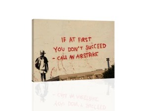 Banksy Airstrike - CANVAS OR PRINT WALL ART - Picture 1 of 2