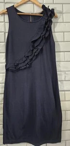 drienne Vittadini Damen dunkelblau Stretch Strickkleid ärmellos Rüschen - Bild 1 von 4