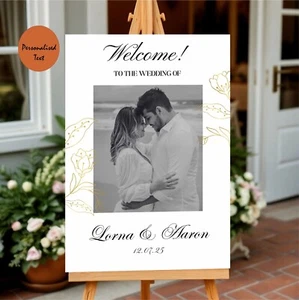 Personalised Wedding Welcome Photo Sign Custom Printed Welcome to Our Wedding - Picture 1 of 12