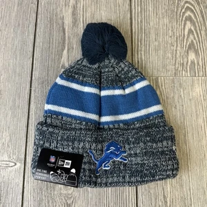 Cappello Berretto Detroit Lions Pom Maglia Logo Berretto Calcio Righe Nuova Era Uomo - Foto 1 di 3