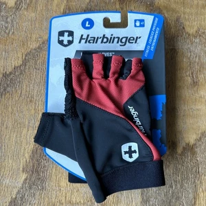 Guantes de levantamiento de pesas Harbinger Flexfit rojo negro grande 2 medio dedo guante 10540 - Imagen 1 de 9