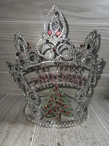 Rhinestone Tiara Crown Beauty Pageant Lil Miss Christmas Pageant Drag Show 10” - Picture 1 of 11